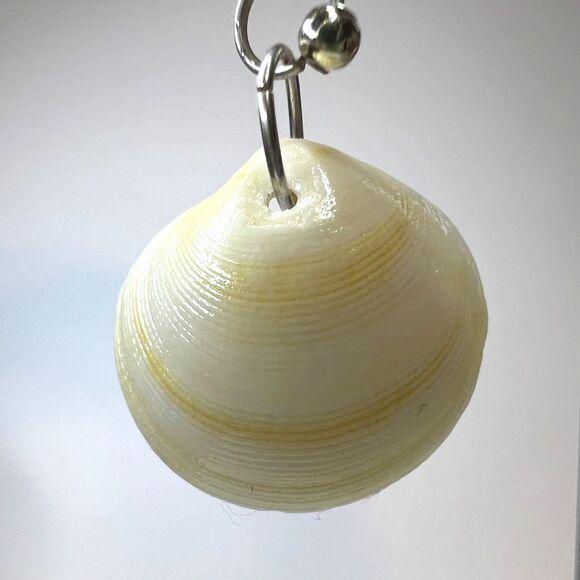 Dangle Earring Genuine Handcrafted Seashell Yellow Orange Hue Beach Coastal - Picture 6 of 8